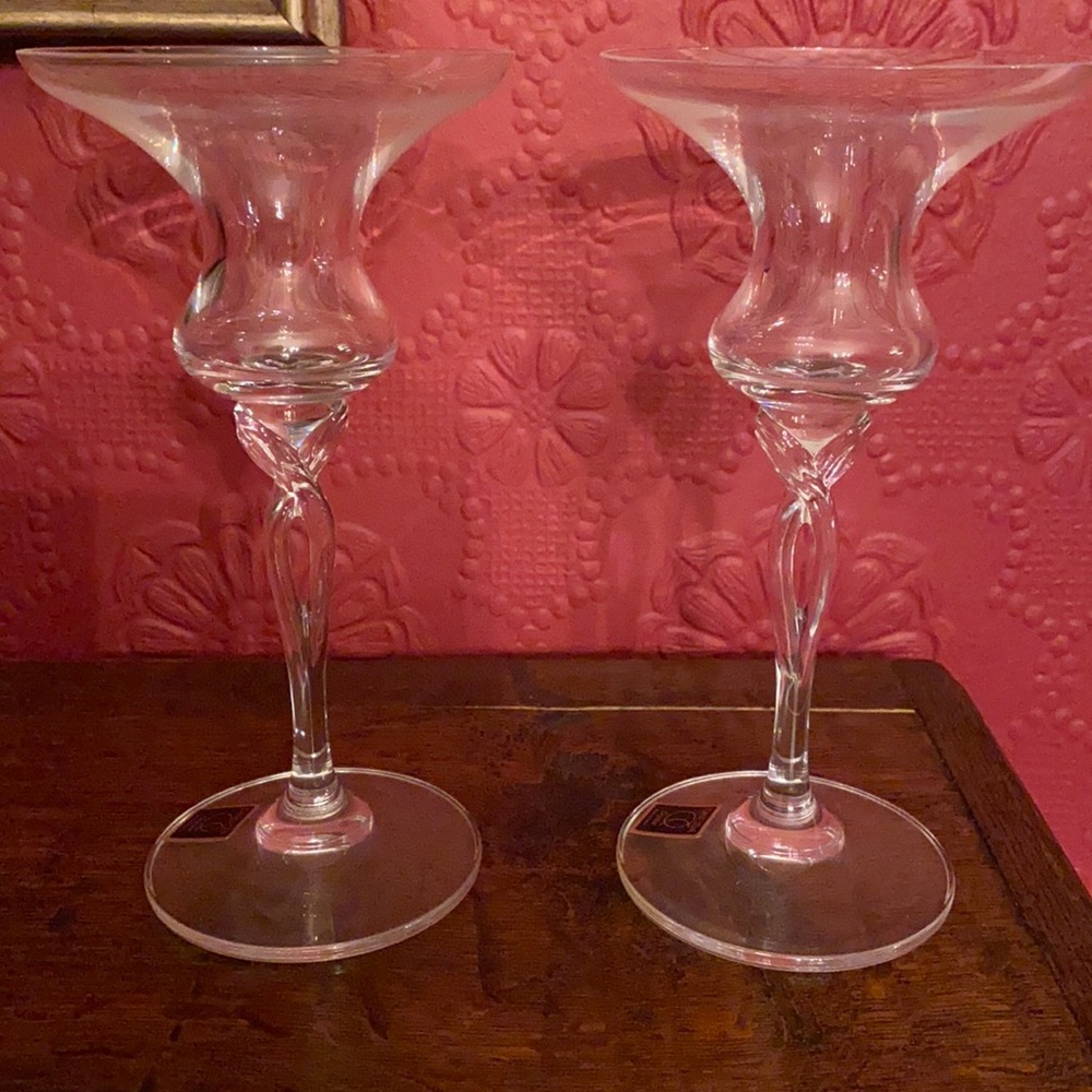Pair of Oneida Lead Crystal Candlesticks
